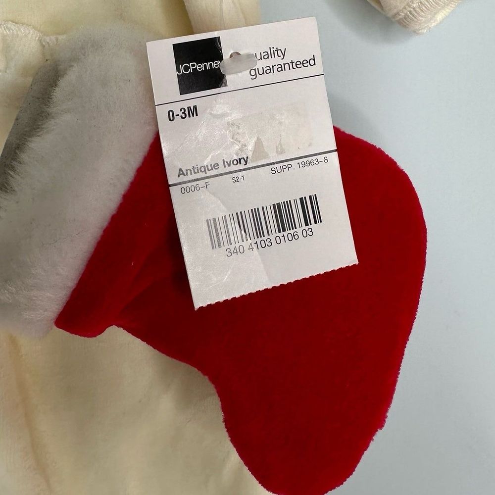 Vintage 2004 Christmas Gingerbread Velour Baby 1 Piece & Stocking Size 0-3M NEW - Picture 7 of 11